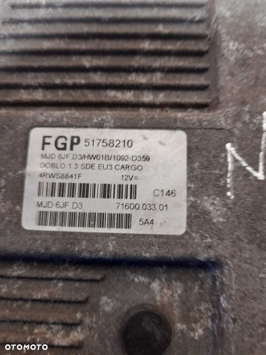 komputer sterownik silnika fiat doblo 1.3 mjd6jf - 2