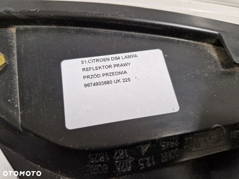 CITROEN DS4 LAMPA REFLEKTOR PRAWY  PRZÓD PRZEDNIA 9674903680 UK - 8