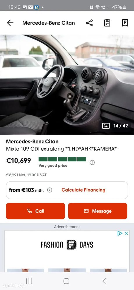 Mercedes-Benz Citan 109 CDI Mixto BlueEFFICIENCY extralang - 8