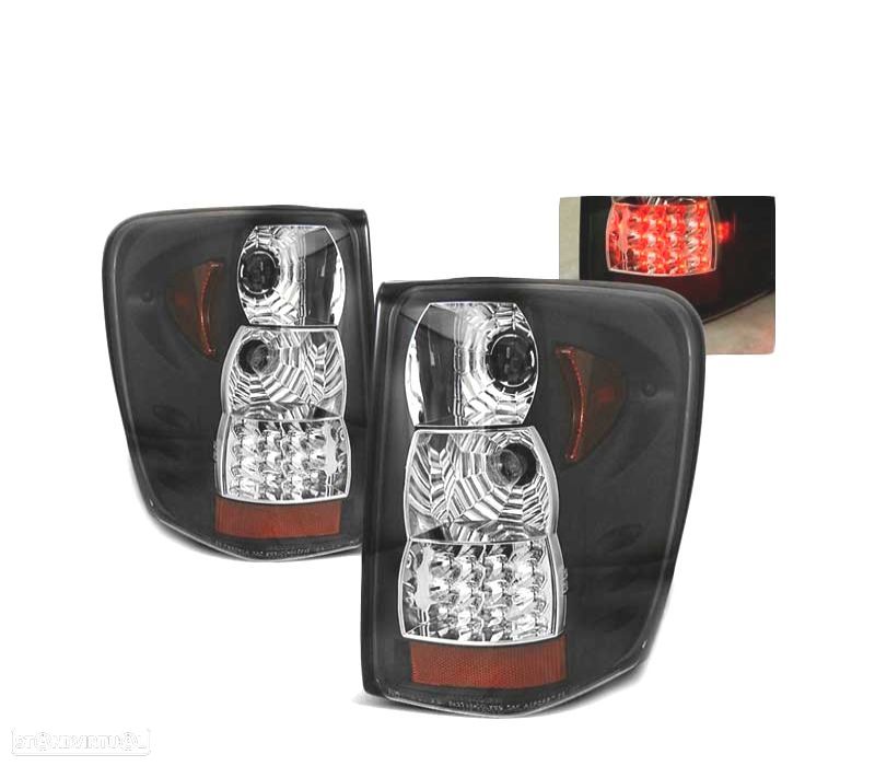 FAROLINS TRASEIROS LED JEEP GRAND CHEROKEE 99-05 PRETO - 1