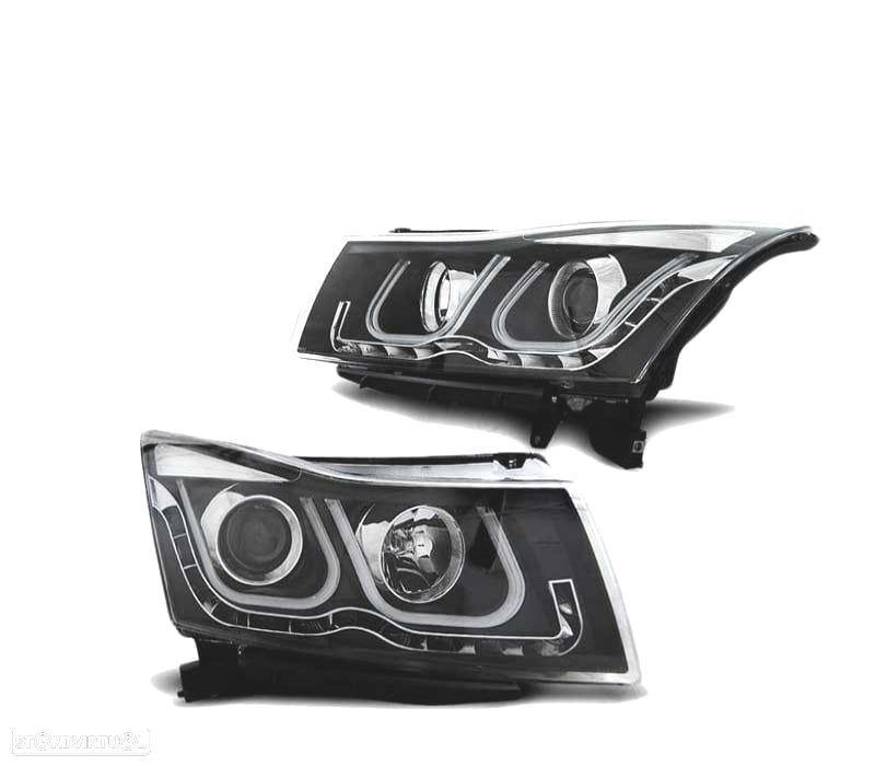 FARÓIS LED PARA CHEVROLET CRUZE 09-12 BLACK PRETO - 2