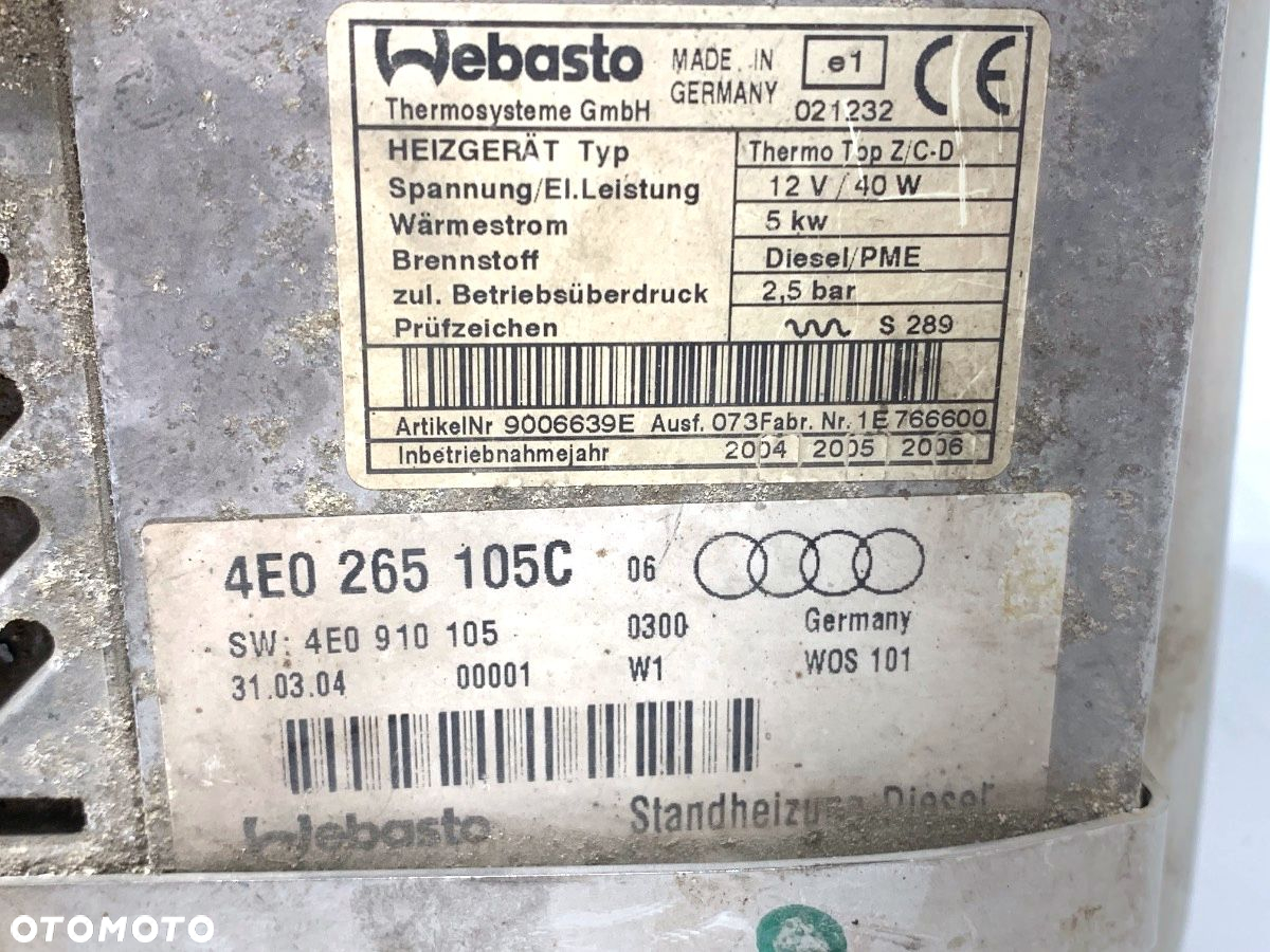 POMPA WEBASTO - 399.00 PLN - AUDI A8 D3 (4E2, 4E8) 2002 - 2010 4.0 TDI quattro 202 kW [275 KM] olej - 6