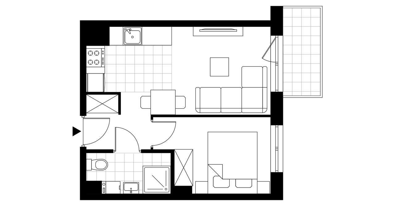 1-pokojowe mieszkanie 31m2 + balkon Bezpośrednio - Pełny obrazek: 3/15