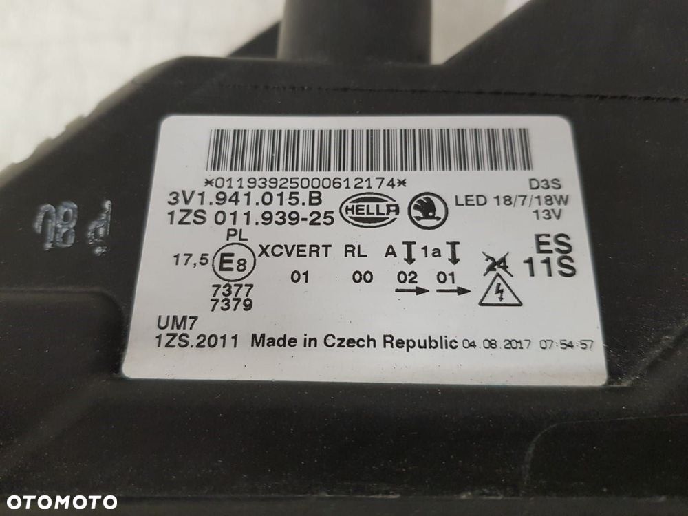 SKODA SUPERB 3 III LAMPA LEWA PRZEDNIA PRZÓD XENON LED 3V1941015B - 6