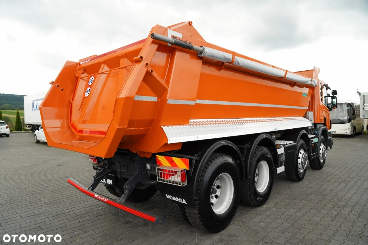 Scania P 410 / 8x4 / WYWROTKA TYLNOZSYPOWA / 21 TON ŁADOWNOŚCI / OPONY 100% - 10