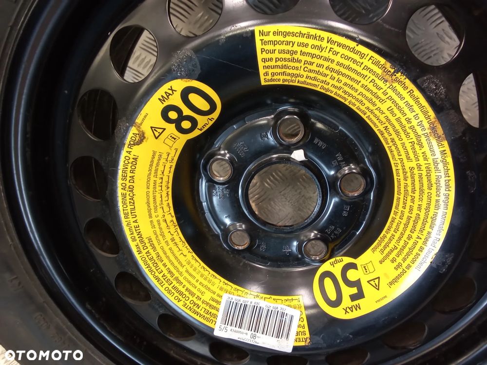 Koło zapasowe Vw Caddy Golf Passat Touran T-Roc 6,5Jx16 et48 5x112 - 2