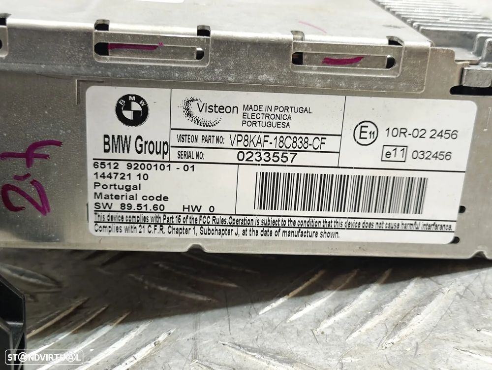 Radio Autoradio Leitor CD Business BMW Serie 1 3 9200101 2006 - 2013 - 9