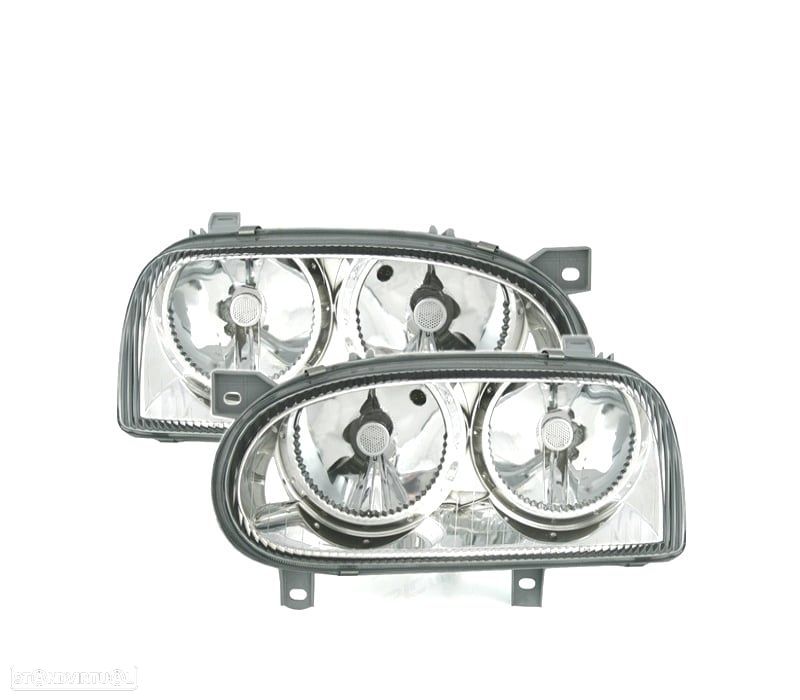 FARÓIS PARA VOLKSWAGEN VW GOLF 3 MKIII FUNDO CROMADO - 1