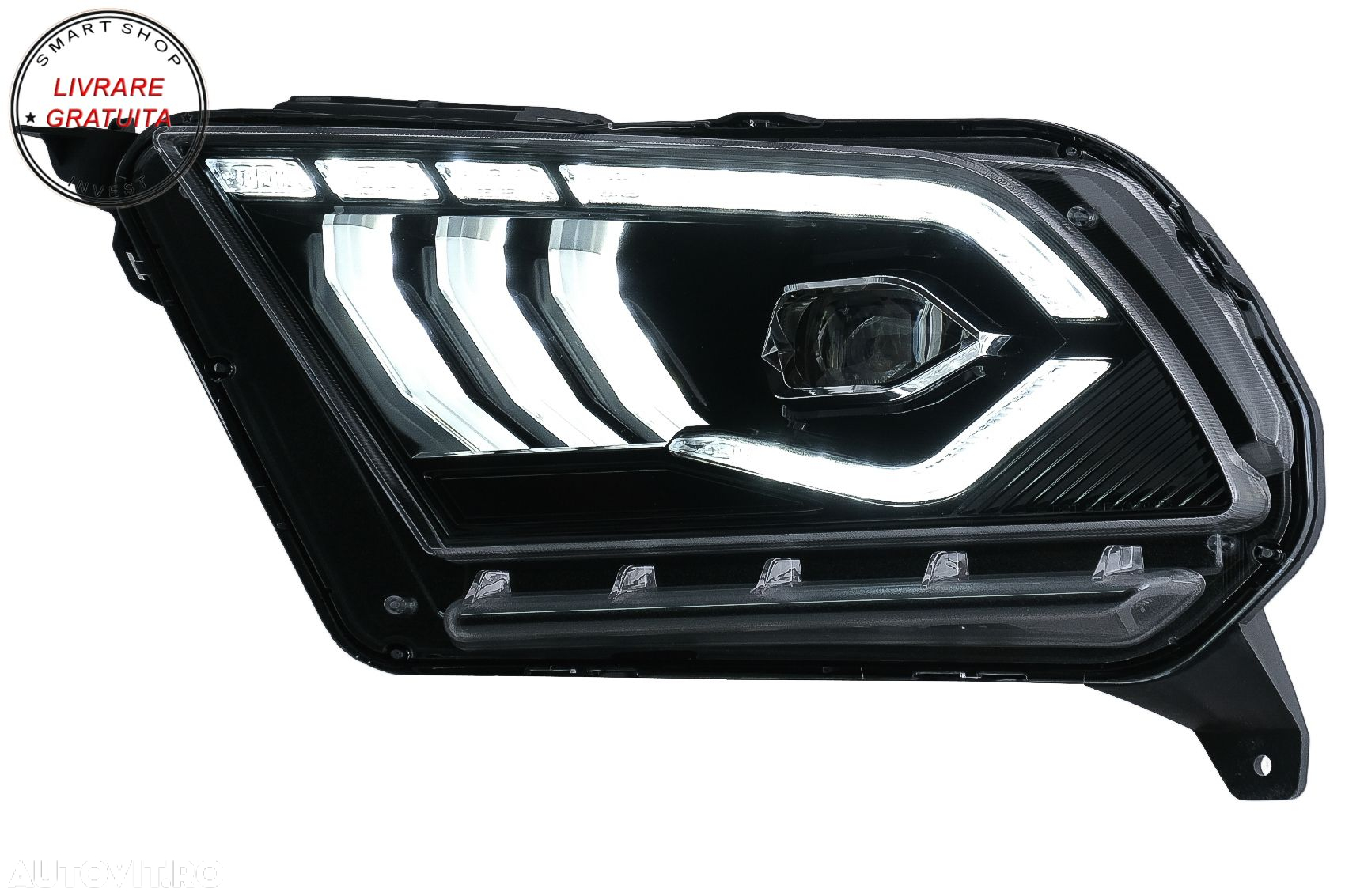 Faruri Full LED Ford Mustang V (2010-2014) cu Semnal Dinamic Secvential- livrare gratuita - 2
