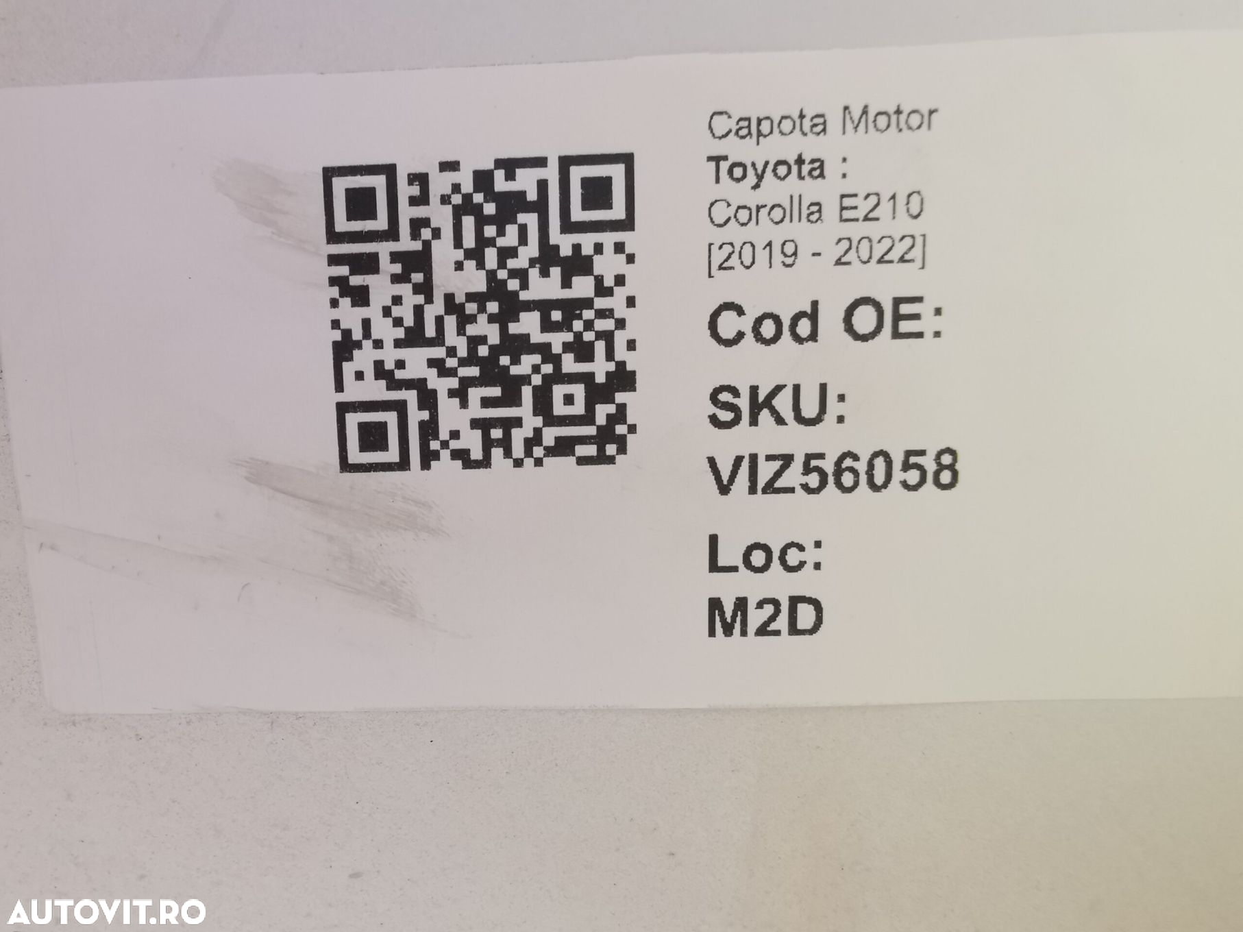 Capota Motor Toyota  Corolla E210 [2019 - 2022] Originala - 8