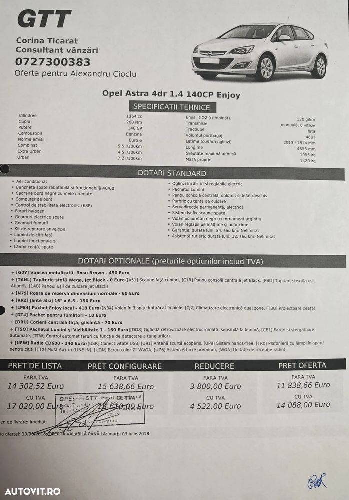 Opel Astra 1.4 Turbo ECOTEC Start/Stop Enjoy - 38