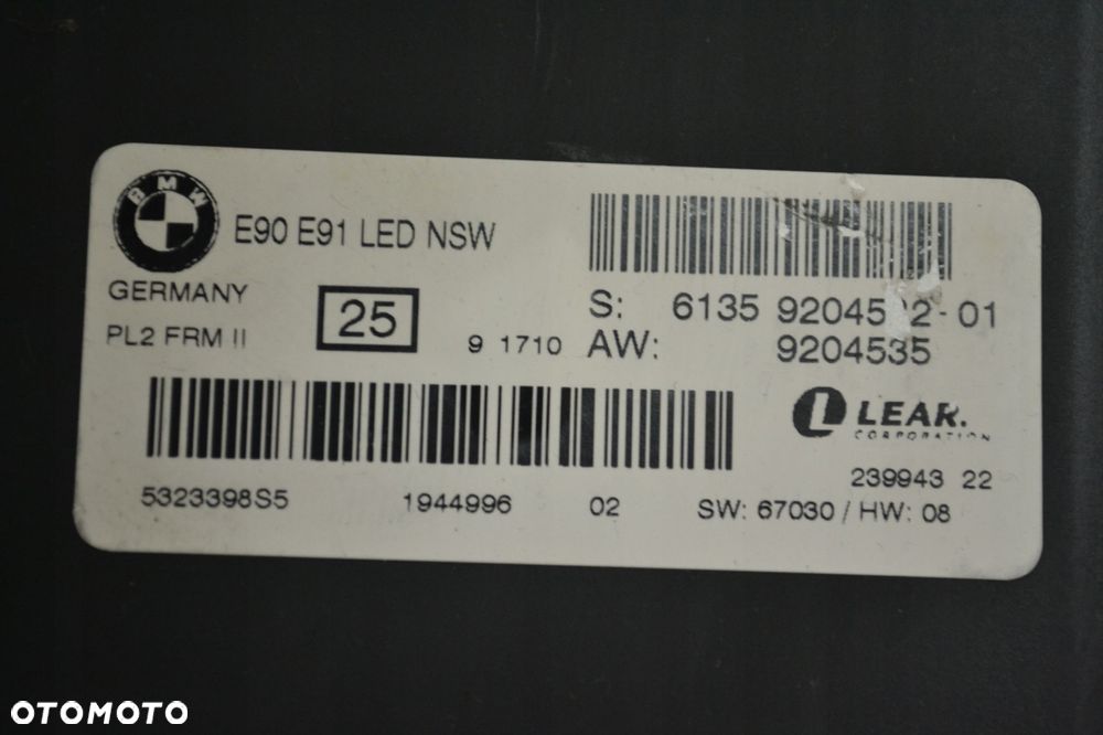 BMW E87 E90 E91 MODUŁ STEROWNIK KOMPUTER ŚWIATEŁ 9204532 9204535 - 5