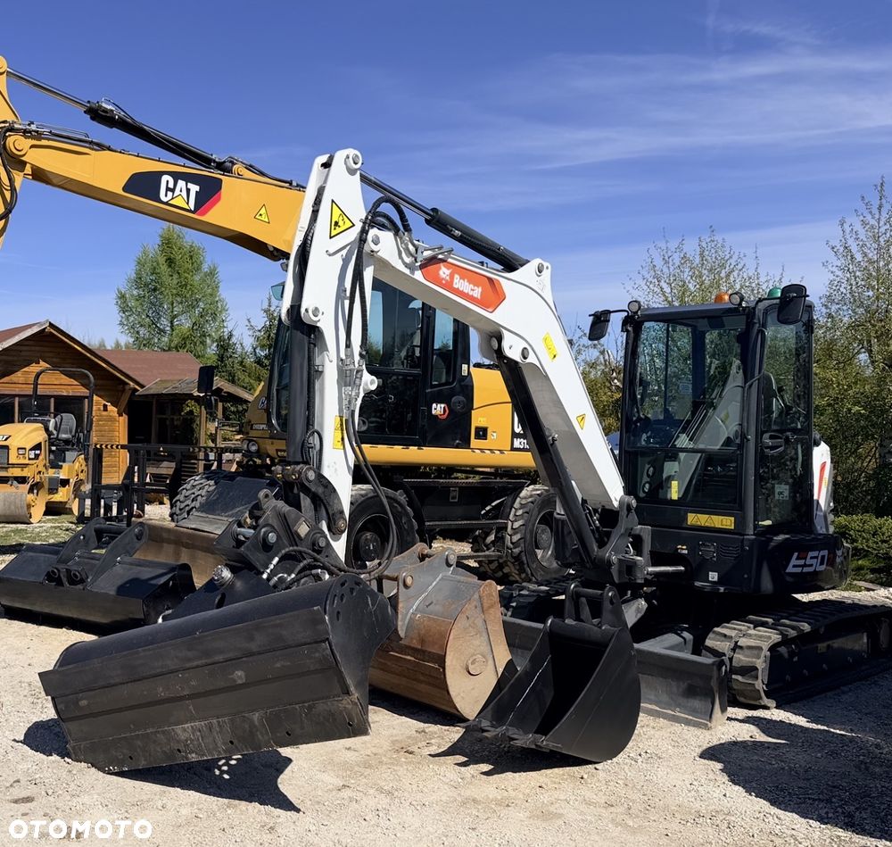 Bobcat Minikoparka Bobcat e50Z 5ton e55 e60 Cat 303.5 304  305 3xłyżki Ramię LOONG dodatkowe linie hydr wyjścia AUX1 + 2 przeciw waga MAX-dociążenie gąsienice 85% od nowości 1 właściciel z Niemiec Auto IDLEE po serwisie Widły wiertnica grabie i inne za dopłatą Szybkozłącze hydr Miller łyżka przedsiębierna Pług  Kubota Takeuchi Jcb - 8