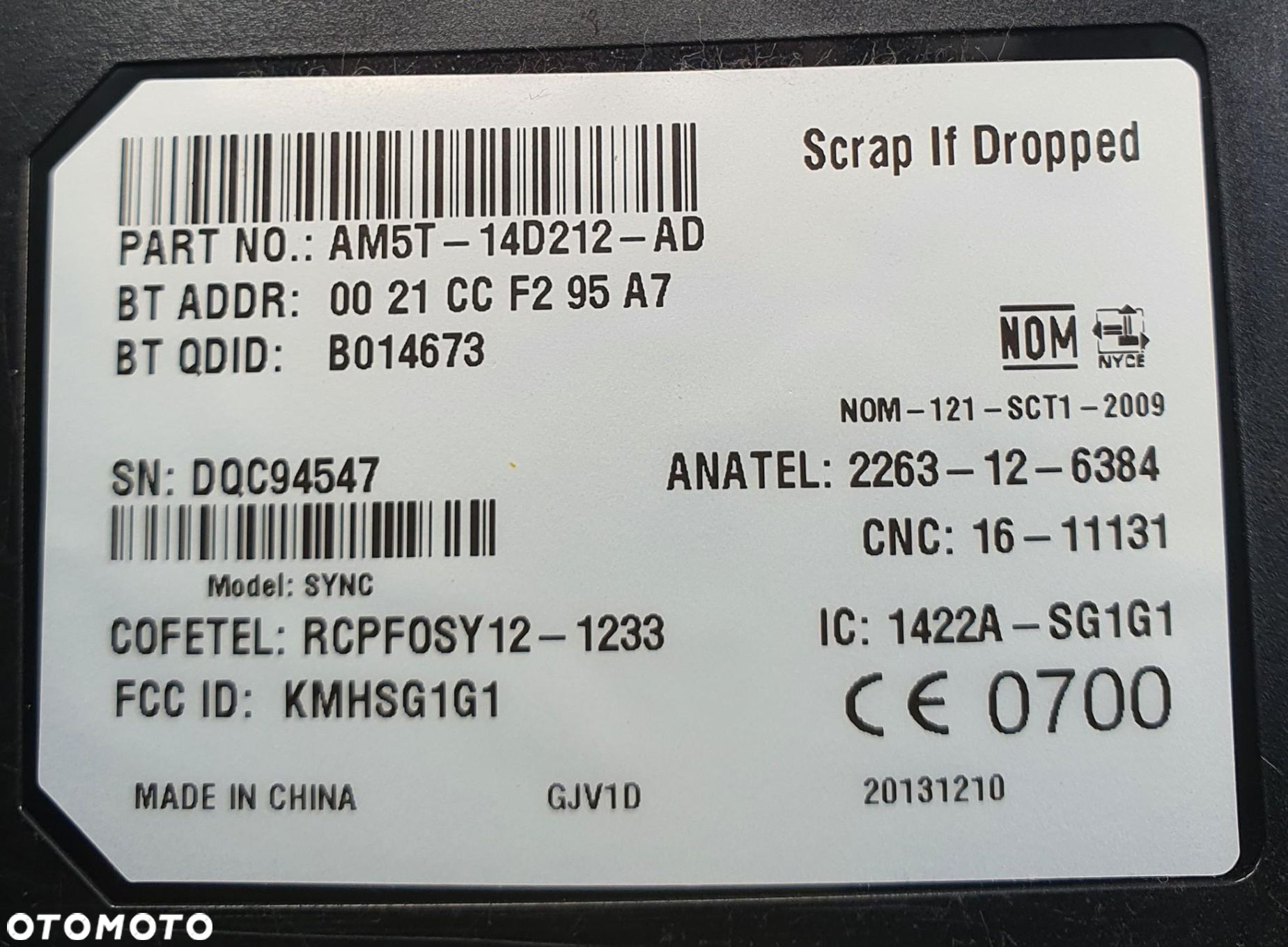 MODUŁ BLUETOOTH FORD B-MAX AM5T-14D212-AD - 3