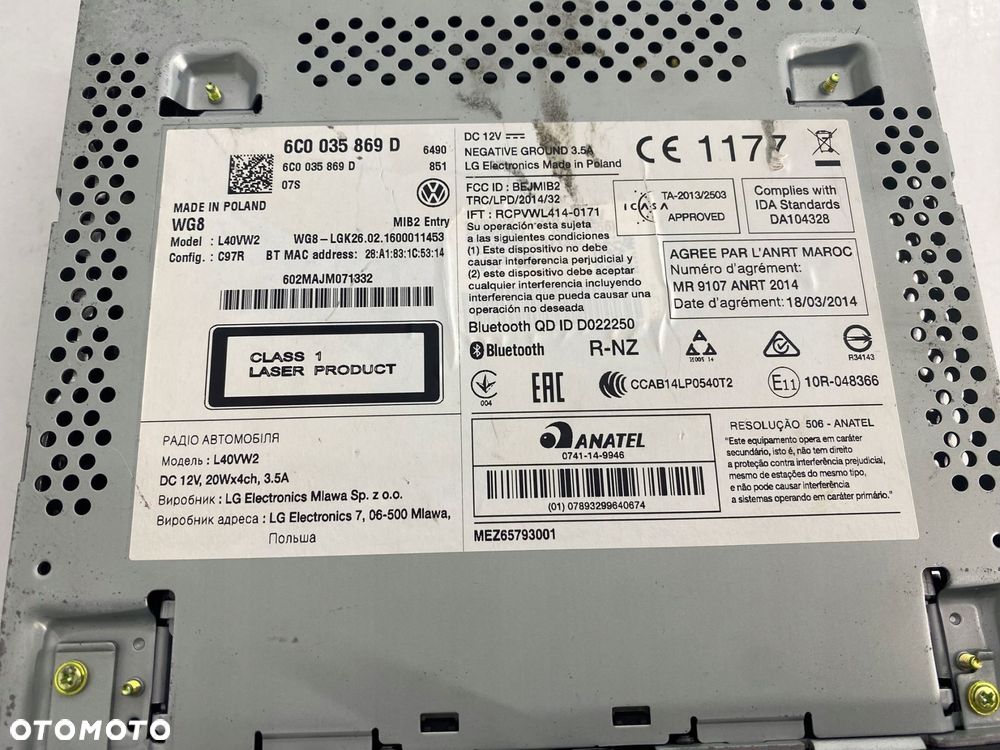 radio cd bluetooth vw polo v 6c eu - 5