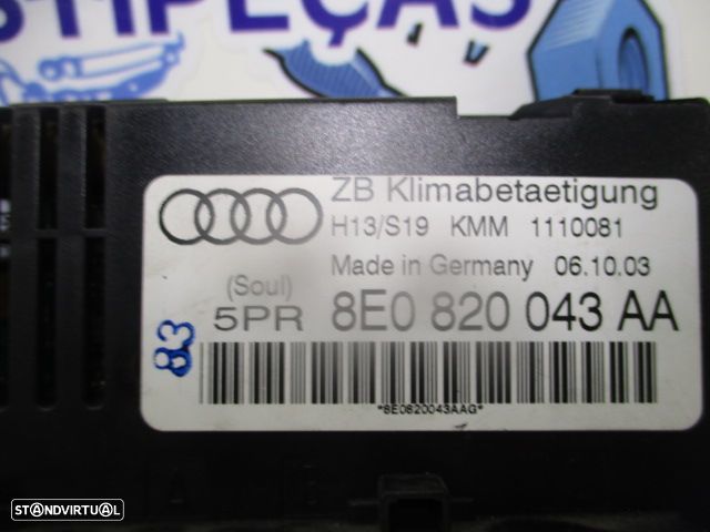 Comando Sofagem 8E0820043AA AUDI A4  8E FASE 1 2005 1.9TDI 130CV 4P PRETO AUDI A4  8E FASE 1 2003 1.9TDI 130CV 4P PRETO ORIGINAL - 4