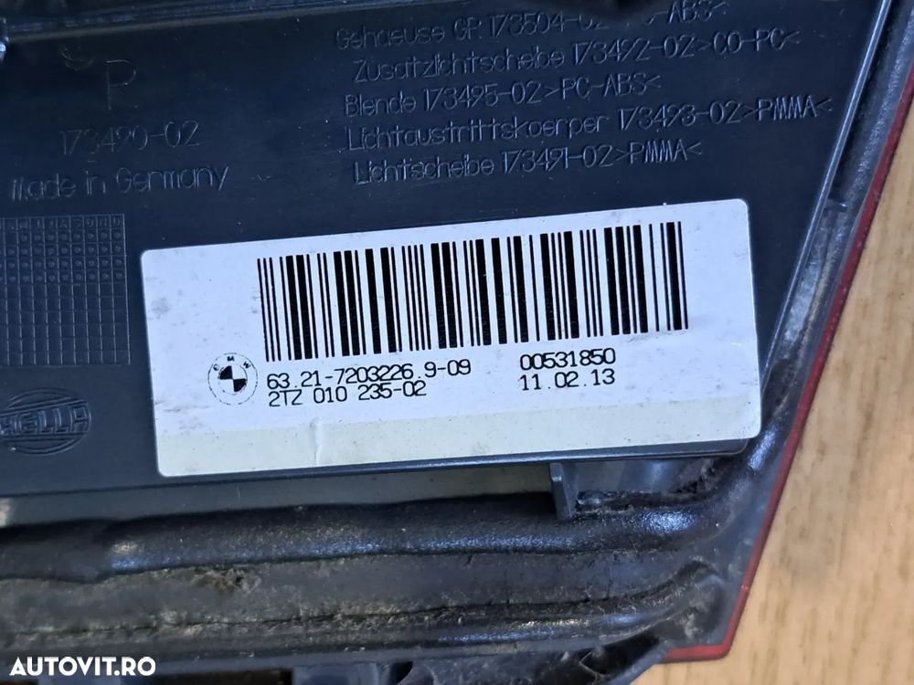 Stop tripla lampa stanga dreapta portbagaj / haion fara facelift original BMW F10 F18 - 5