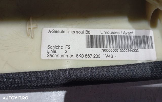 Ornament stalp fata stanga 8K0867233 Audi A4 B8/8K [facelift] [2011 - - 3