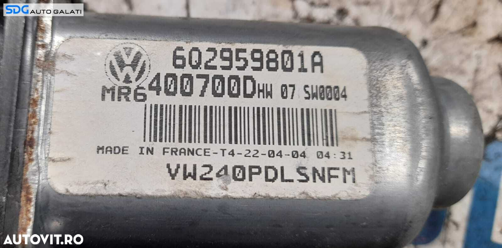 Motoras Macara Electrica de pe Usa Portiera Dreapta Fata Volkswagen Polo 9N 2002 - 2009 Cod 6Q2959801A [N0539] - 7