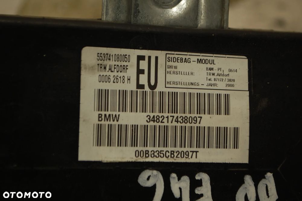 PODUSZKA AIRBAG PASAŻERA KIEROWCY DRZWI PRAWY LEWY PRZÓD 348217438097 BMW E46 PRZEDLIFTEM 308217437090 - 4