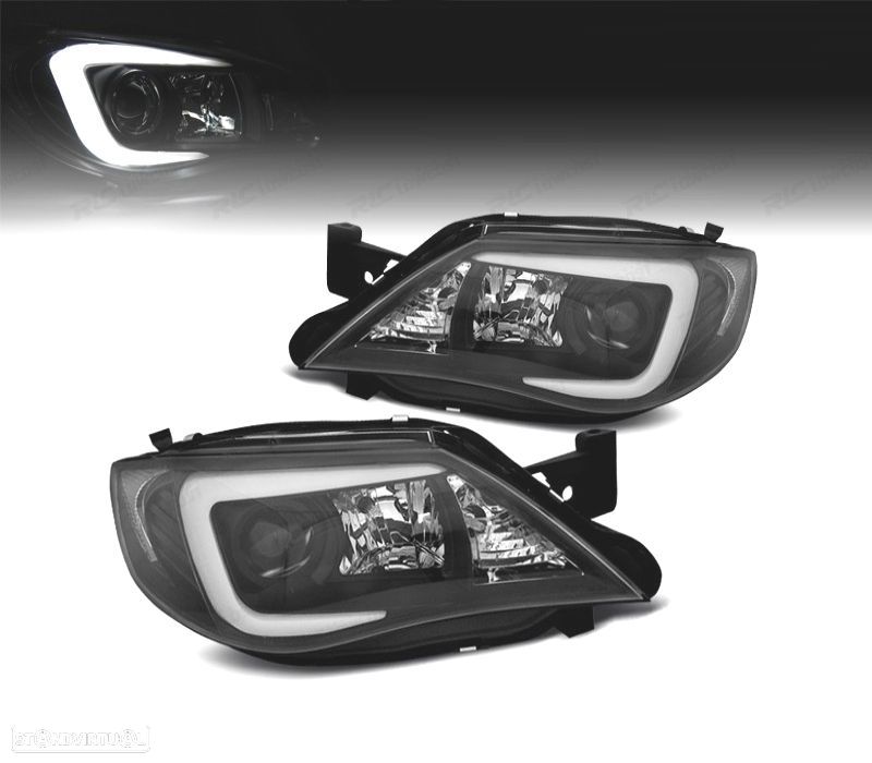 FAROIS FRONTAIS PARA SUBARU IMPREZA 08-12 TUBE LIGHT FUNDO PRETO - 1