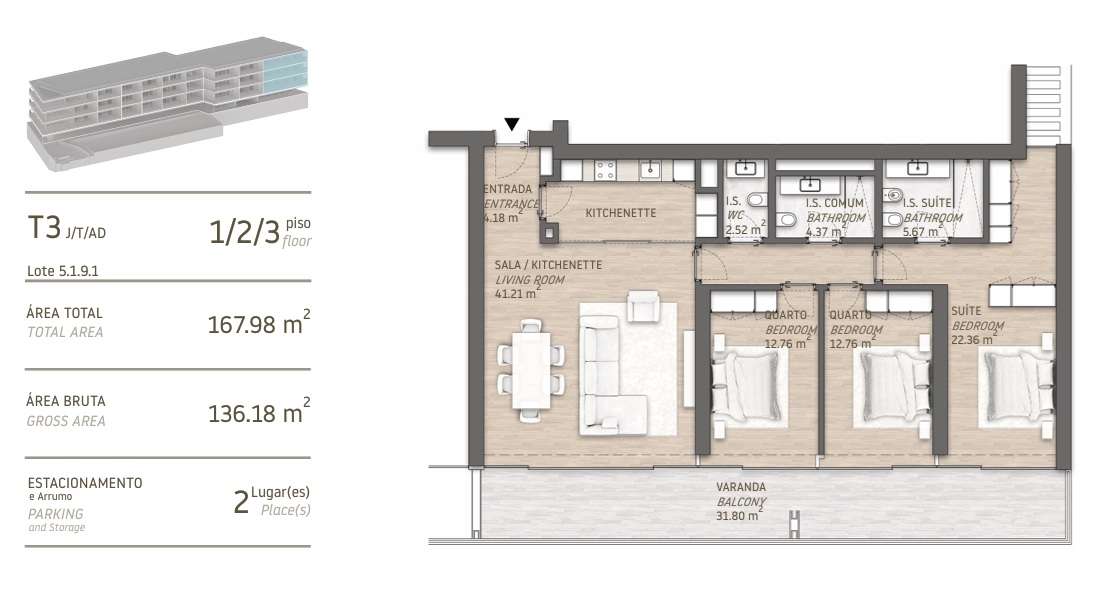 Apartamento T3 Venda em Quarteira,Loulé - Grande imagem: 2/21