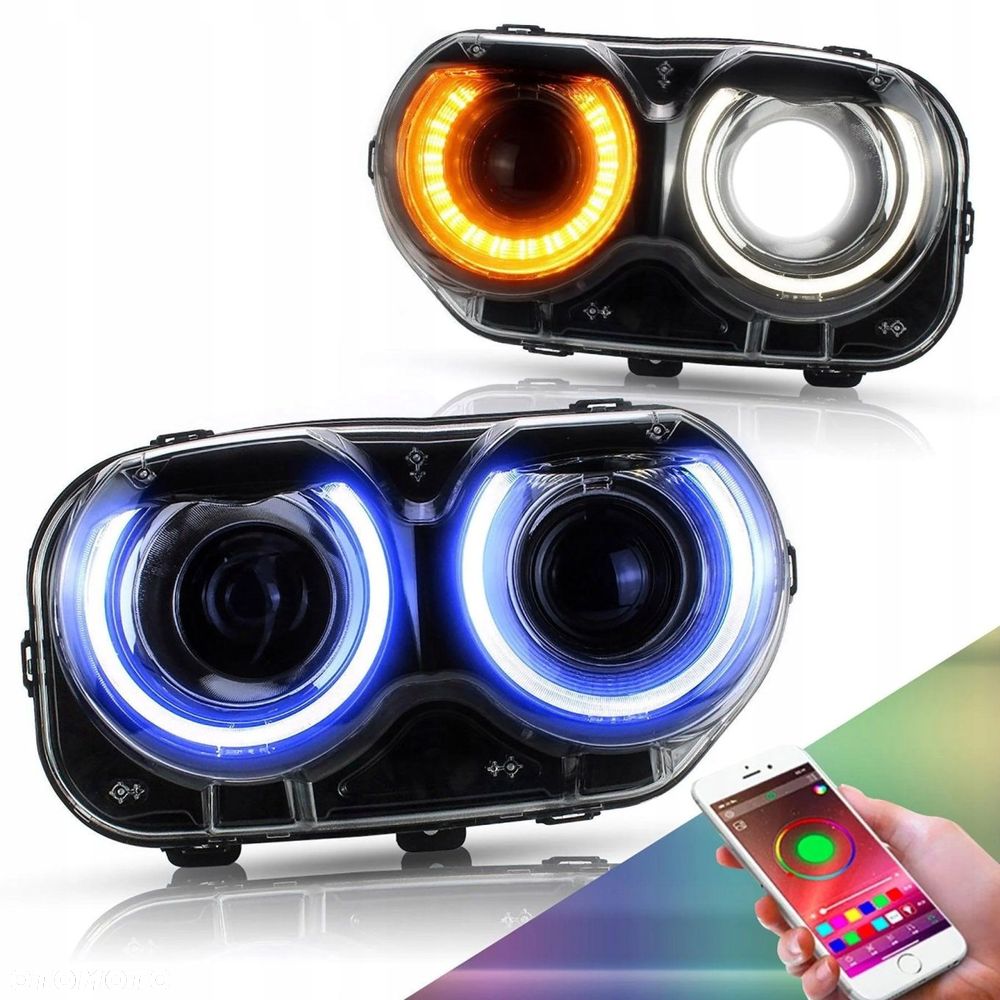 Reflektor Lampa kpl Vland LED Neon RGB Tuning Dodge Challenger Lift 2014- - 2
