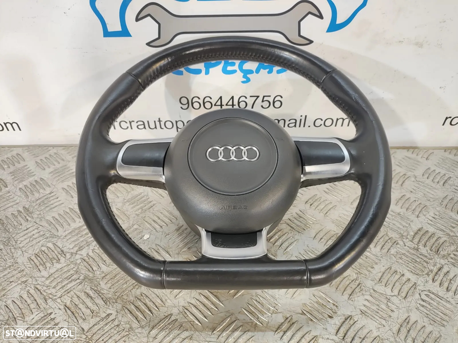 .VOLANTE GUIADOR PELE FLAT BOTTOM AUDI TT 8J 8J3 AUDI TT 8J9 CABRIO A3 8P R8 AIRBAG ORIGINAL - 2