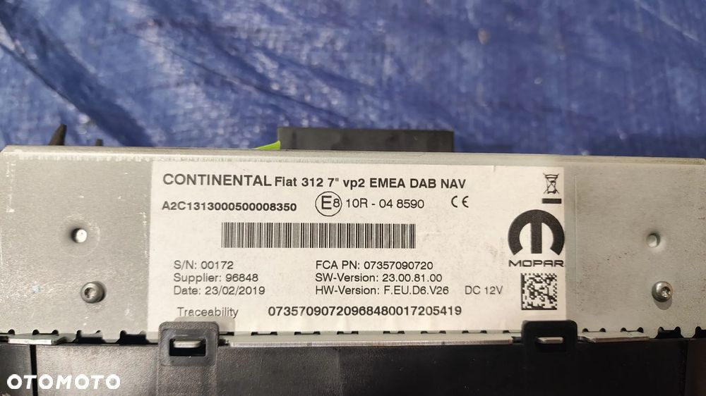 RADIO NAWIGACJA WYŚWIETLACZ 07357090720 7812H-VP2RFP FIAT 500 - 3