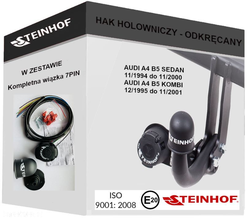 Hak Holowniczy + WIĄZKA 7PIN do Audi A4 B5 Sedan Audi A4 B5 Kombi - 1
