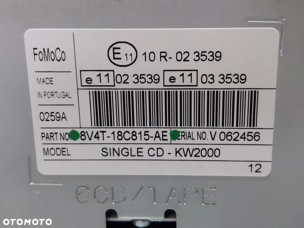 RADIOODTWARZACZ RADIO CD FM FORD KUGA MK1 R2012 NR 8V4T18C815AE - 3