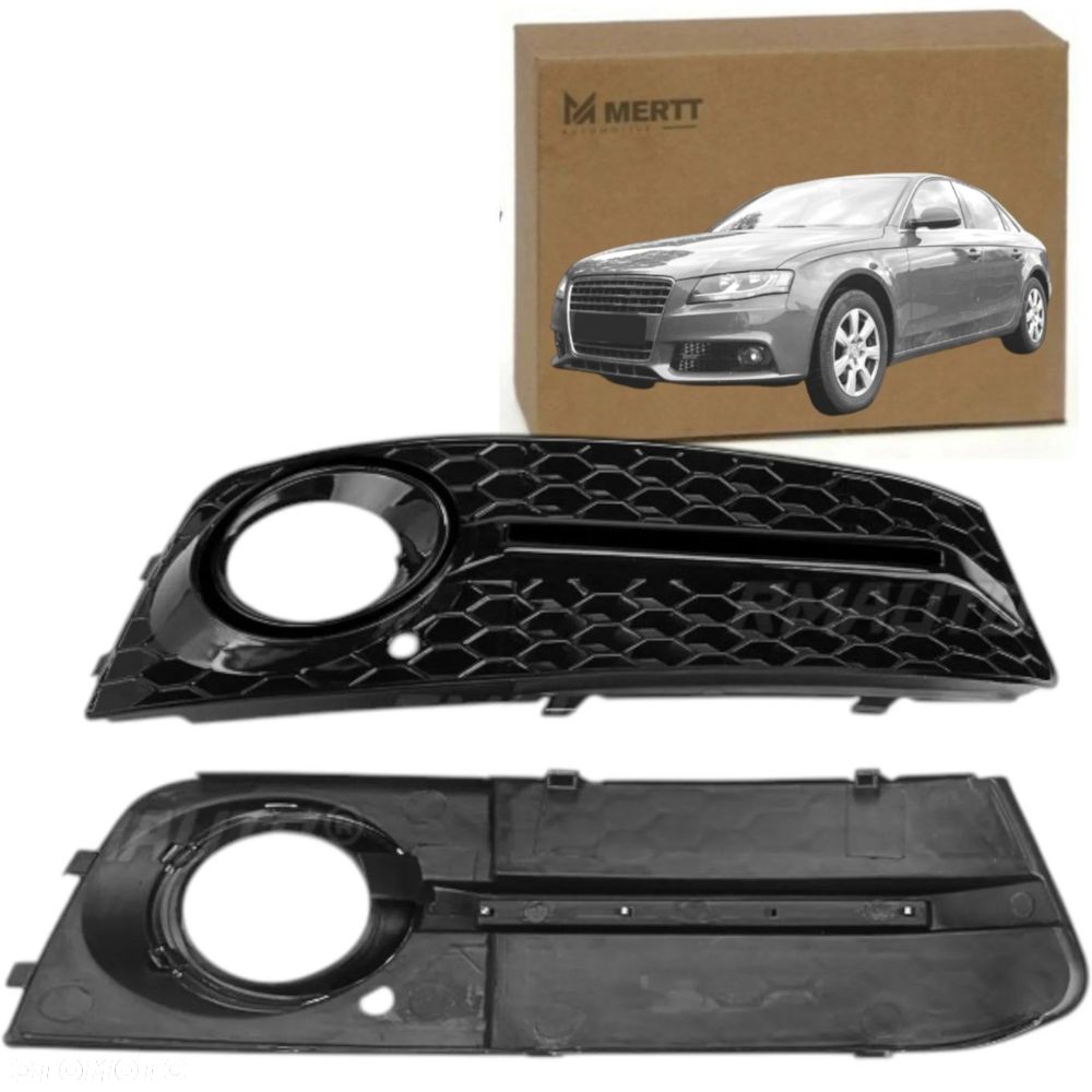 AUDI A4 B8 2007-2011 ATRAPY KRATKI zaślepki halogenu czarny połysk RS LOOK - 2