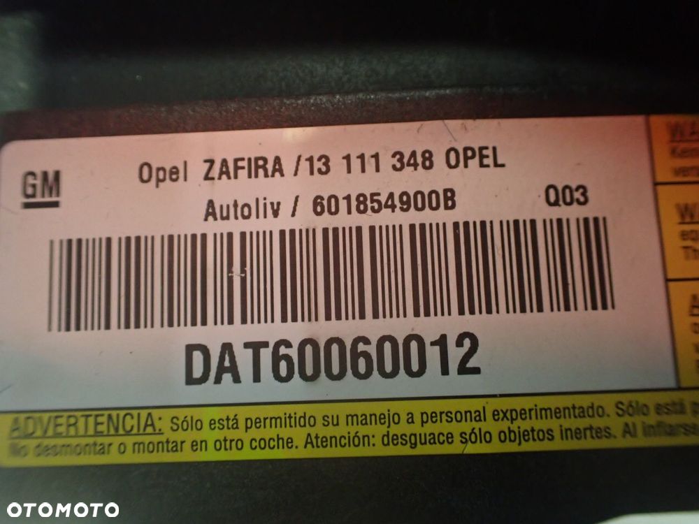 PODUSZKA KIEROWCY OPEL ZAFIRA B 13111348 - 7