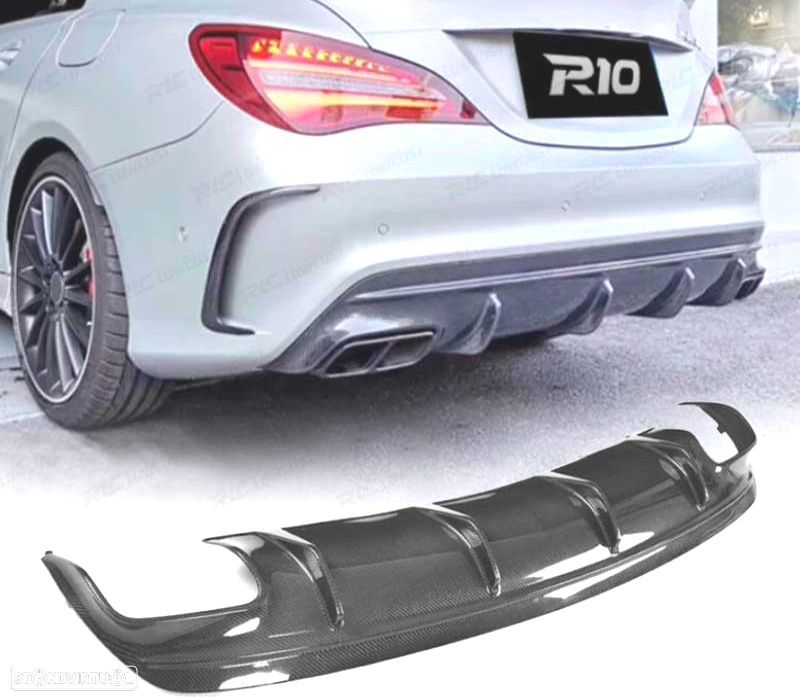 DIFUSOR TRASEIRO MERCEDES CLA W117 13-15 LOOK AMG CLA45 CARBONO - 1
