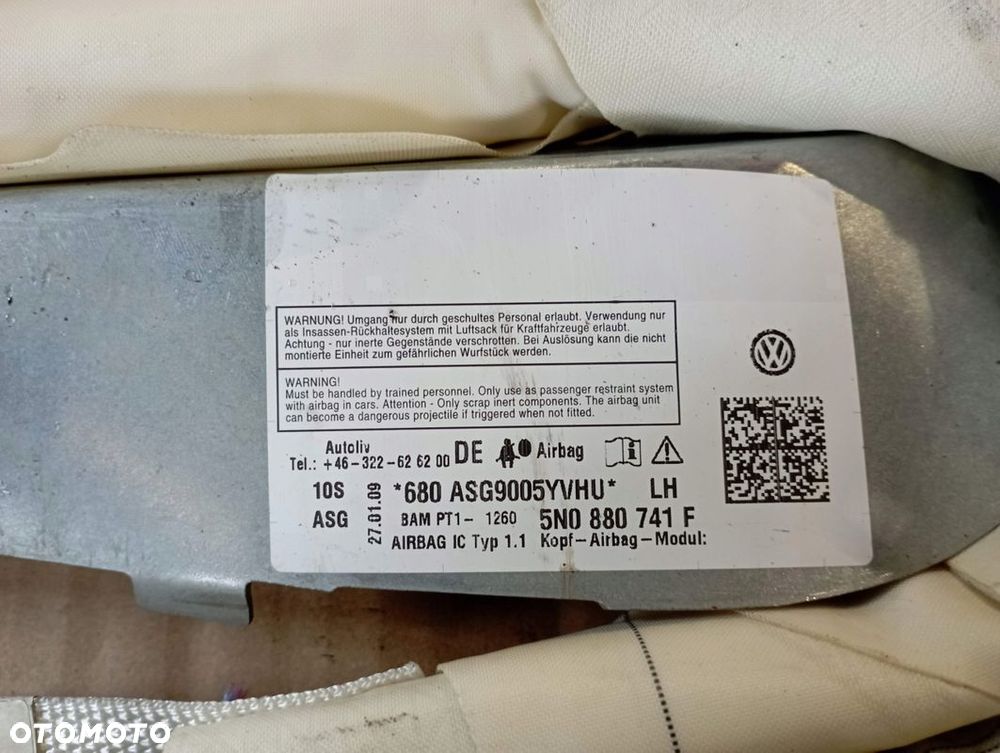 VW TIGUAN I 5N KURTYNA AIRBAG LEWA 5N0880741F - 2