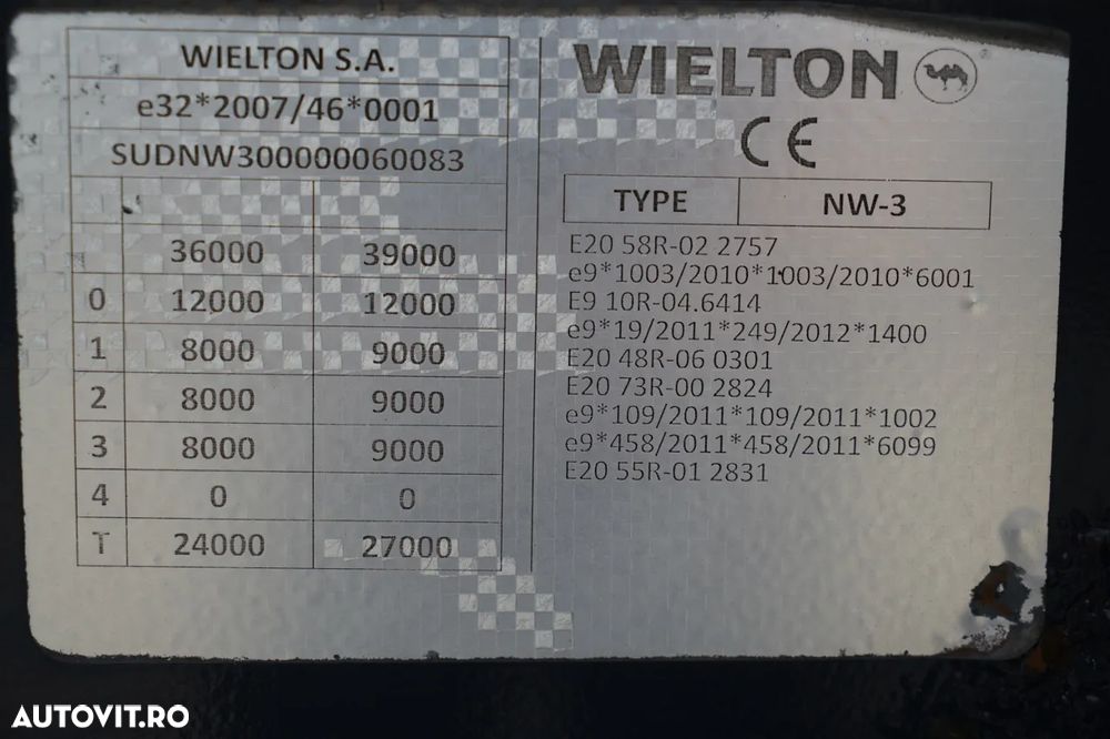 Wielton / BASCULATOR / 35 M3 / 4.800 KG / ALUMINIU / PUNȚĂ RIDICATĂ / SAF / JANTE DIN ALIAJ - 22