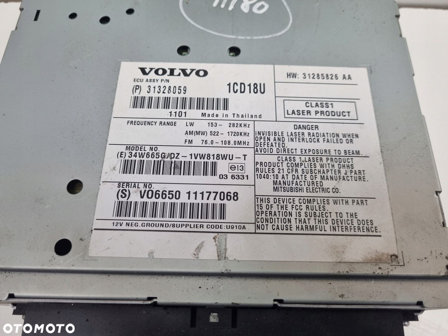 Volvo S40 II V50 RADIO CD radioodtwarzacz CZYTNIK PŁYT 31328059 - 3