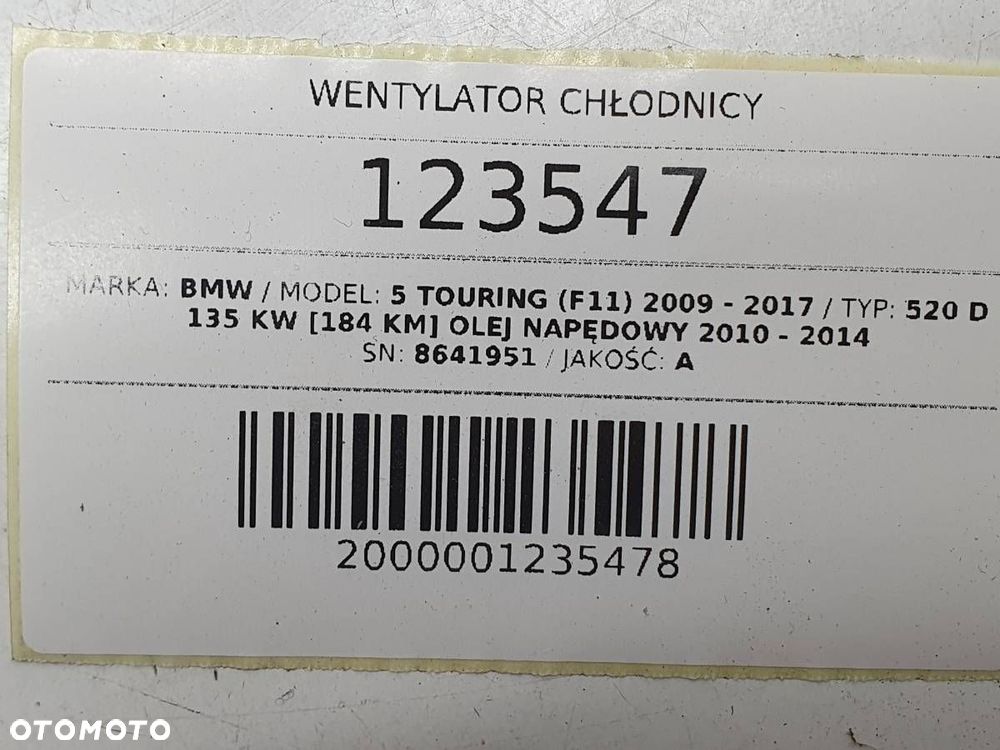 WENTYLATOR CHŁODNICY WIATRAK 2.0 B BMW 5 F10 F11 9300064 - 6