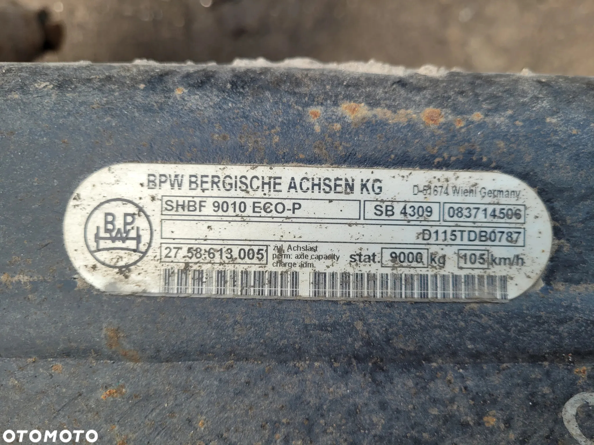Oś osie BPW do naczepy SHBF 9010 ECO-P  SB4309 - 8