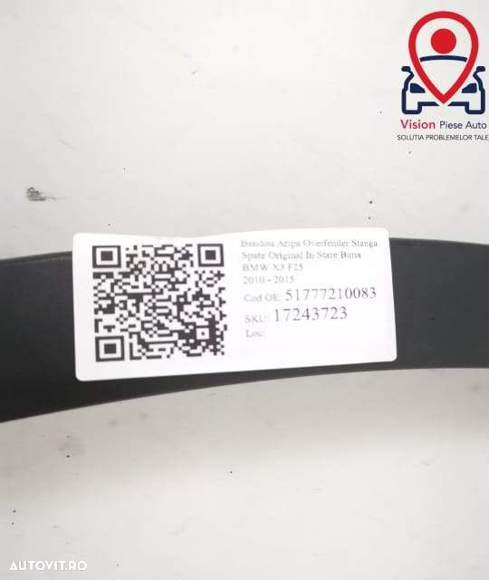 Bandou Aripa Overfender Stanga Spate Original In Stare Buna BMW  X3  F - 7
