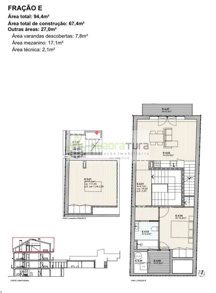 Apartamento T1+1 | C/ MEZANINO | Varanda e Solário | Último piso - Grande imagem: 2/8
