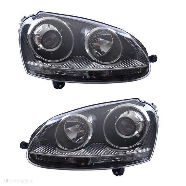 Faruri VW Golf 5 Jetta GTI R32 Look Lupa Chrome Black Kitt sau DEPO - 5