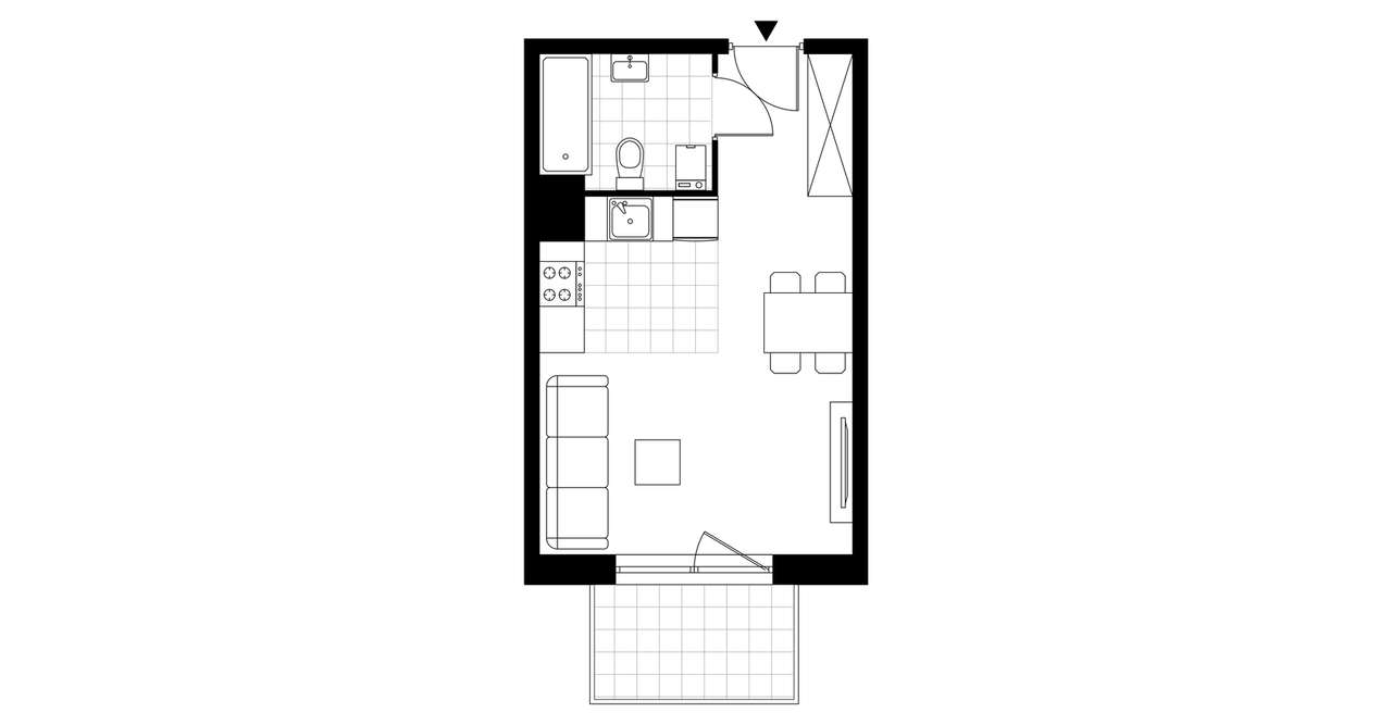 1-pokojowe mieszkanie 27m2 + balkon - Pełny obrazek: 5/6