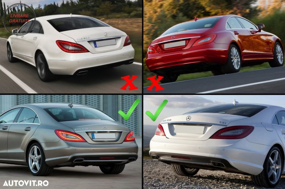 Difuzor cu Evacuare Dubla Mercedes CLS Sedan W218 (2011-2017) pentru bara AMG Spor- livrare gratuita - 2