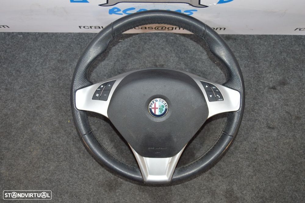 VOLANTE GUIADOR COMPLETO ALFA ROMEO MITO PELE PERFURADA COMANDOS MULTIFUNÇÕES AIRBAG GIULIETTA - 1