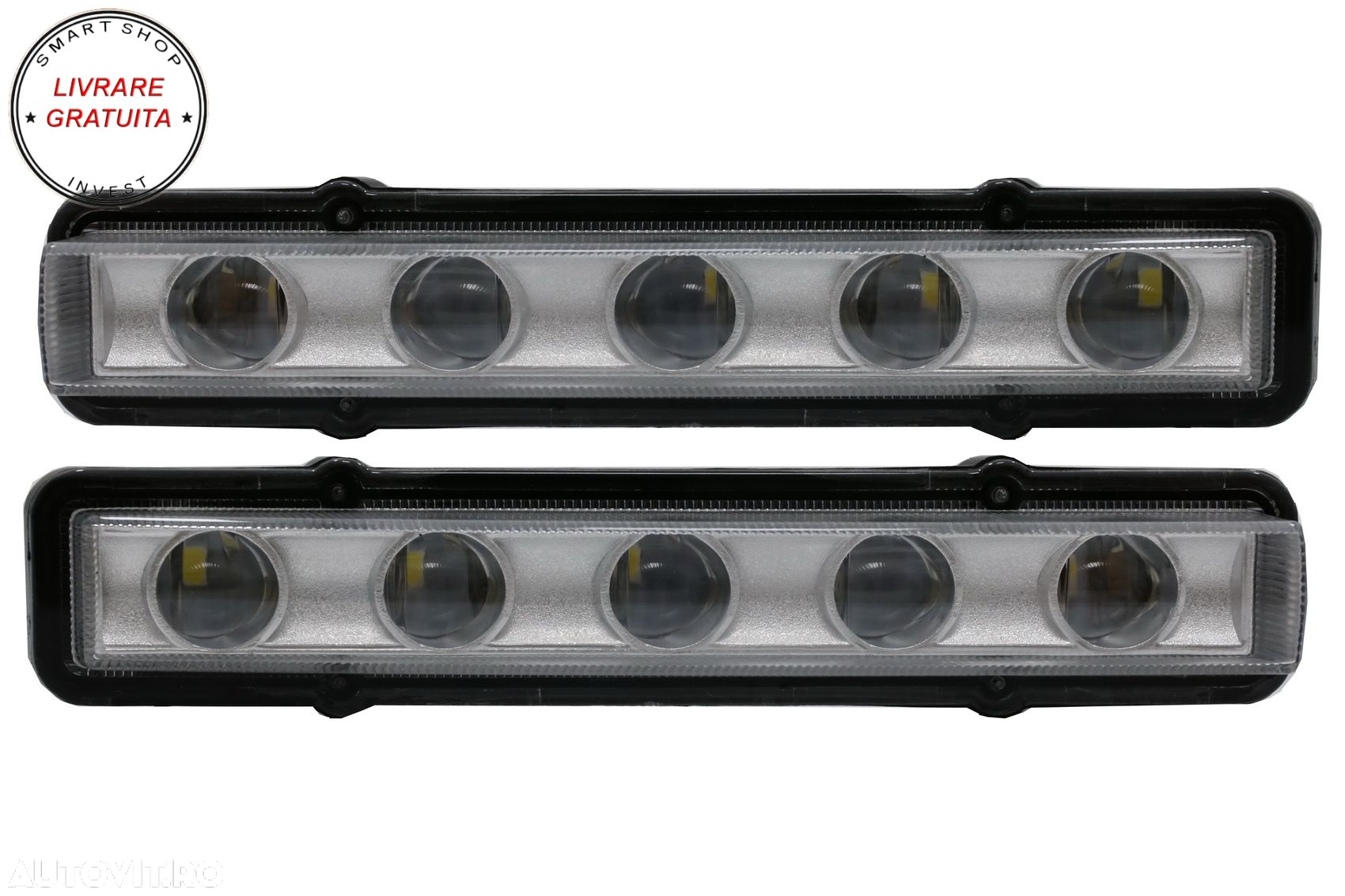 Carcasa faruri Alb cu Lumini de zi dedicate LED DRL Mercedes G-class W463 (1989-20- livrare gratuita - 11