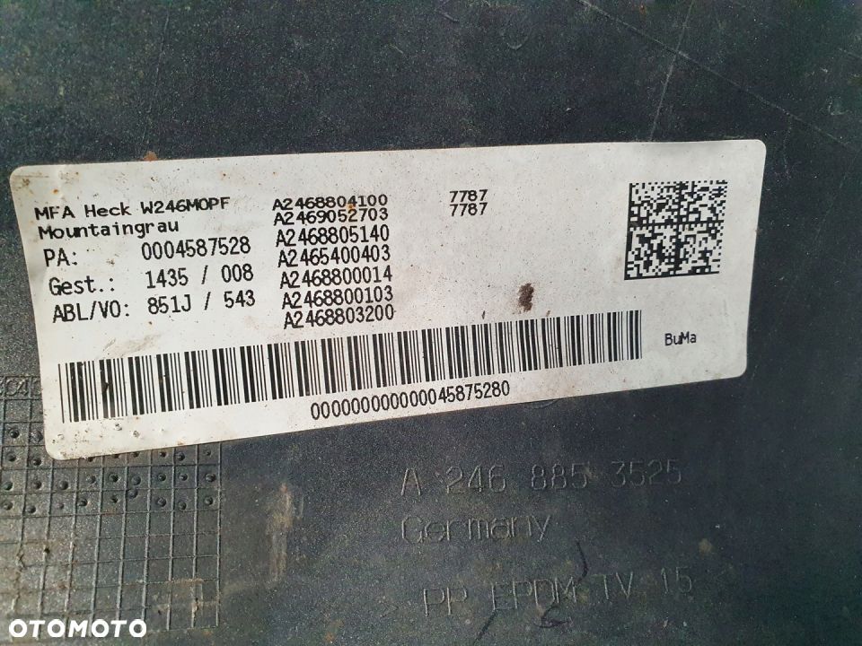 ZDERZAK TYŁ MERCEDES B KLASA A246 W246 ORYGINAŁ - 6