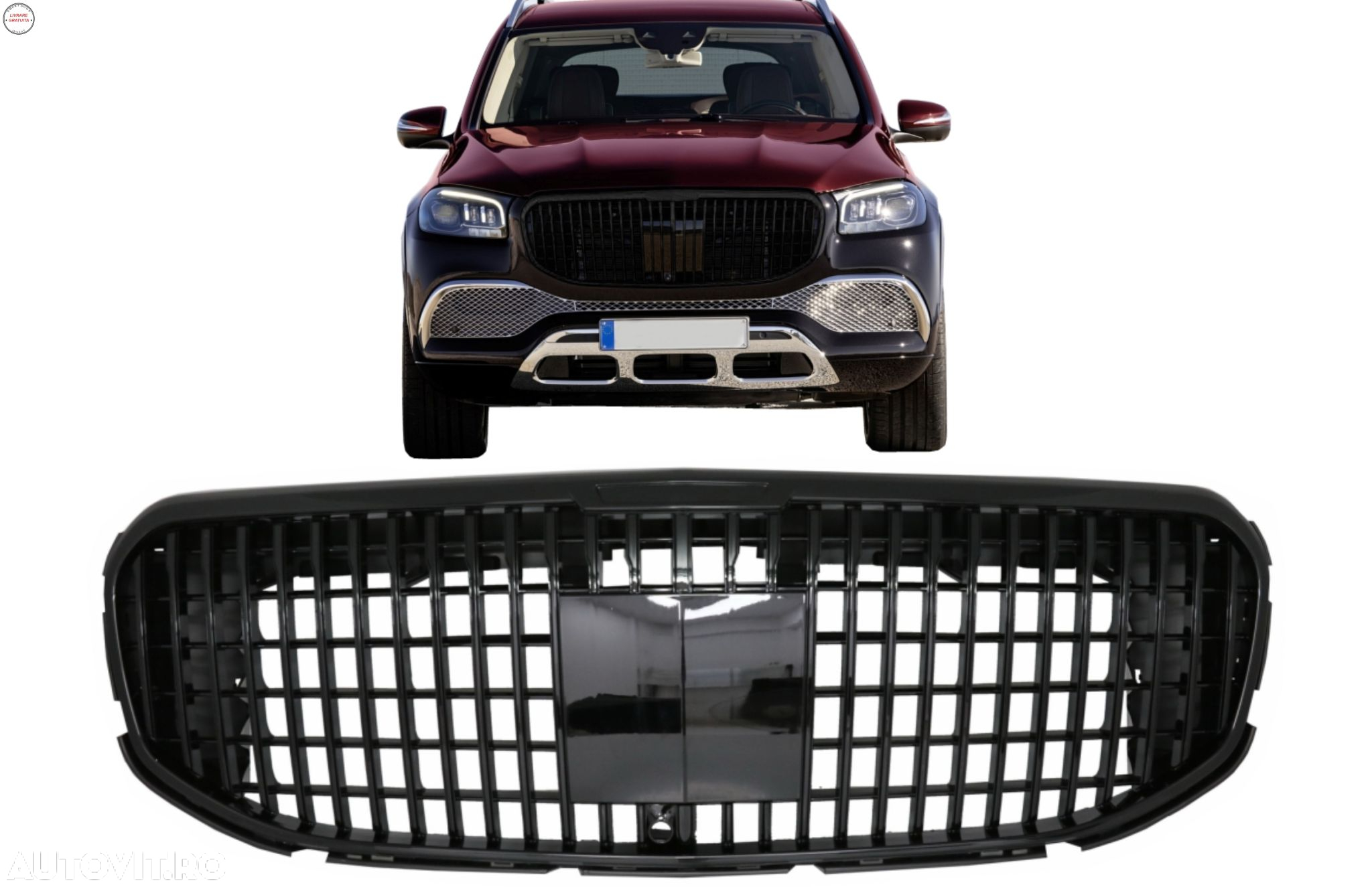 Grila Centrala Mercedes GLS SUV X167 (2019-2023) M Look Negru Lucios- livrare gratuita - 6