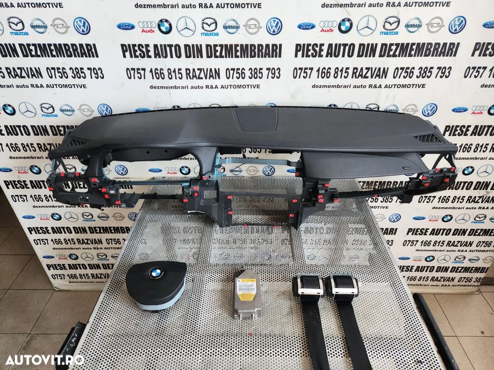 Plansa Bord Kit Airbag Din Piele Bmw Seria 7 Bmw F01 F02 F03 F04 Volan Stanga Plansa Bord Bmw F01 F - 1