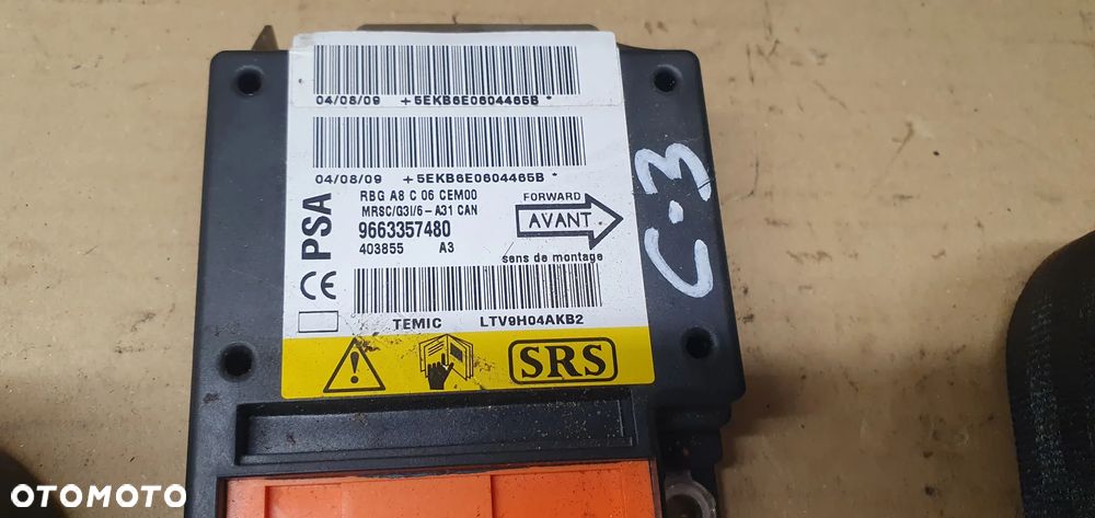 Poduszki napinacze pasy AIRBAG  sensor zestaw naprawczy Citroen C3 I Lift - 8